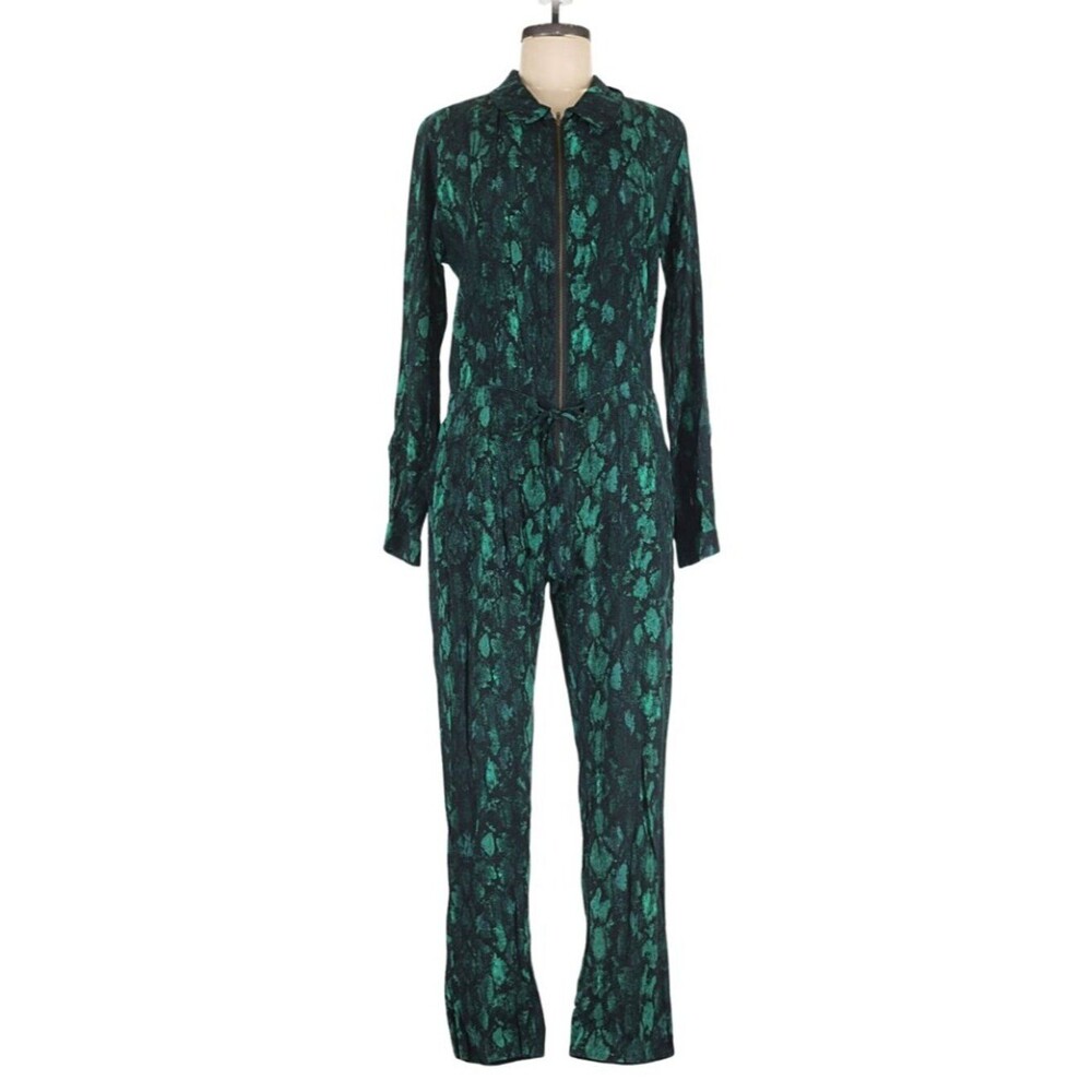 Cleobella Green and Black Lia Jumpsuit in Snake Print Pattern. Size S. - Picture 4 of 8